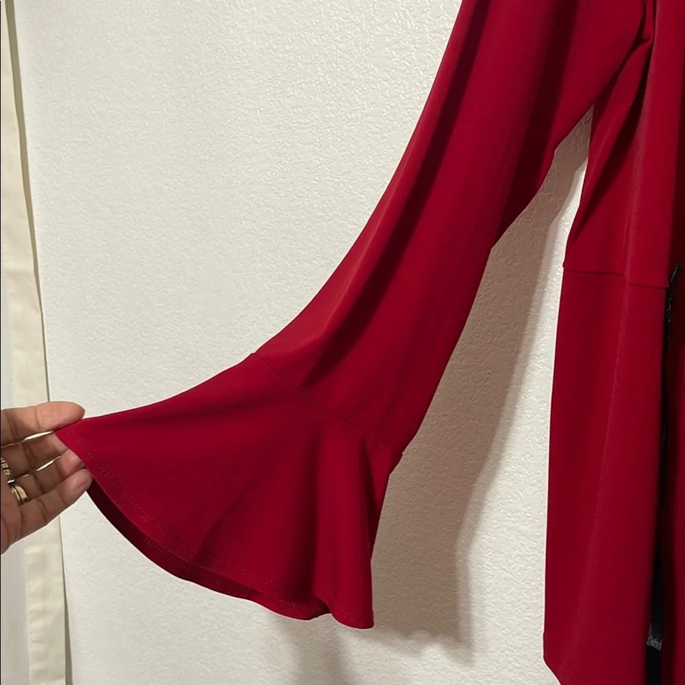 Susan Graver Red Open Front Blazer - Picture 4 of 5